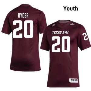 TAMU Maroon #20 Johnny Ryder Youth Authentic SEC High School Pro-Stitched Football Jersey 74755422