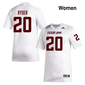 Johnny Ryder Women Licensed #20 Texas A&M Aggies SEC White Football NCAA High-Quality Jersey 48014449