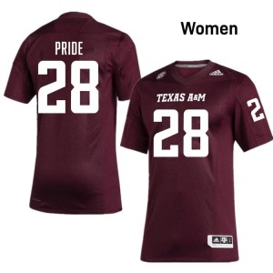 Texas A&M Maroon #28 Jordan Pride Women Authentic SEC University Pro-Stitched Football Jersey 91892163
