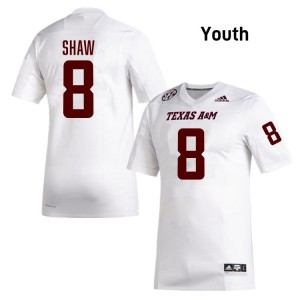 Youth Jordan Shaw Aggies Pride #8 White SEC Sewn Player Football Jersey 64829652