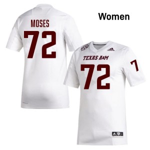 TAMU White #72 Joshua Moses Women Authentic SEC Player Pro-Stitched Football Jersey 55361592