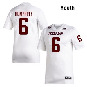 Julio Humphrey Youth Licensed #6 Texas A&M SEC White Football College High-Quality Jersey 85449533