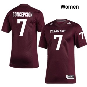 #7 KC Concepcion Aggies SEC Football NCAA Embroidered Numbers Jersey (Women, Maroon) 15877193