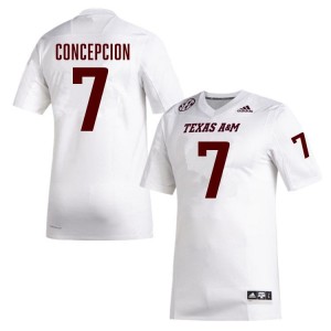 Texas A&M White #7 KC Concepcion Men Authentic SEC Player Pro-Stitched Football Jersey 93732672