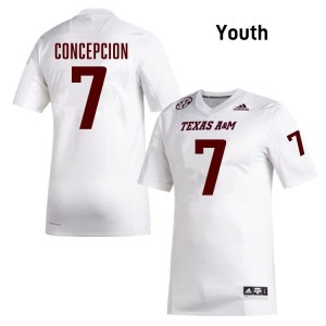 KC Concepcion Youth Licensed #7 Aggies SEC White Football University High-Quality Jersey 10560973