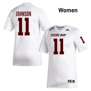 Kelshaun Johnson Women Licensed #11 TAMU SEC White Football College High-Quality Jersey 70583193
