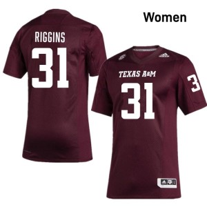 Aggies SEC #31 Kelvion Riggins Women Player Football Maroon Game Day Sewn Jersey 65972353