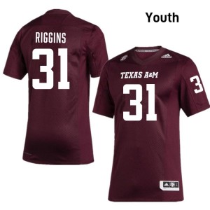 Texas A&M Aggies Maroon #31 Kelvion Riggins Youth Authentic SEC High School Pro-Stitched Football Jersey 56478116