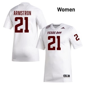 Texas A&M Aggies White #21 Kiotti Armstrong Women Authentic SEC College Pro-Stitched Football Jersey 34349593