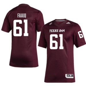#61 Koli Faaiu Texas A&M Aggies SEC Football NCAA Embroidered Numbers Jersey (Men, Maroon) 55496332