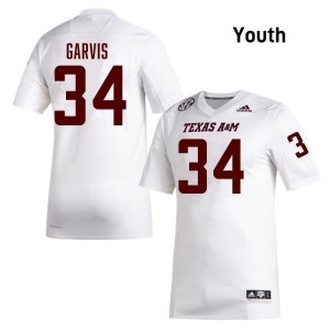 Texas A&M White #34 Kyle Garvis Youth Authentic SEC University Pro-Stitched Football Jersey 83332173