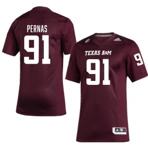 Texas A&M Aggies SEC #91 Lucas Pernas Men NCAA Football Maroon Game Day Sewn Jersey 73896654