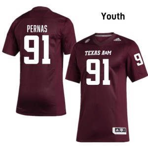 Genuine Lucas Pernas TAMU #91 Maroon Youth Player SEC High-Performance Football Jersey 90057439