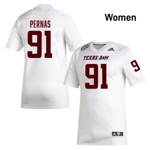 White Lucas Pernas #91 Texas A&M Aggies Legacy Edition Football Women University Durable-Stitched SEC Jersey 89902426