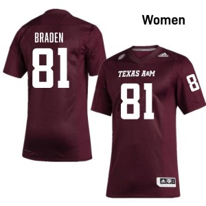 Genuine Luke Braden Aggies #81 Maroon Women Player SEC High-Performance Football Jersey 45336223