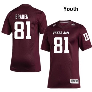 Luke Braden Youth Licensed #81 Texas A&M Aggies SEC Maroon Football High School High-Quality Jersey 79213440