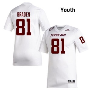 #81 Luke Braden Aggies SEC Football College Embroidered Numbers Jersey (Youth, White) 53141566