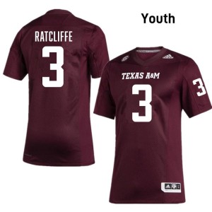 Texas A&M Aggies Maroon #3 Marcus Ratcliffe Youth Authentic SEC College Pro-Stitched Football Jersey 31793802
