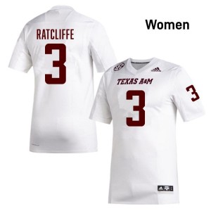 Marcus Ratcliffe Women Licensed #3 TAMU SEC White Football High School High-Quality Jersey 12842769