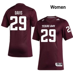 #29 Myles Davis Aggies SEC Football University Embroidered Numbers Jersey (Women, Maroon) 87848709