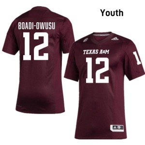 Youth Nana Boadi-Owusu TAMU Pride #12 Maroon SEC Sewn Player Football Jersey 37076423