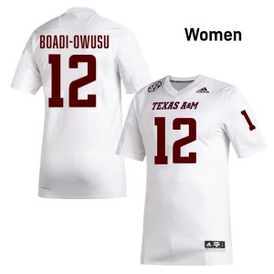 Texas A&M Aggies SEC #12 Nana Boadi-Owusu Women University Football White Game Day Sewn Jersey 15973439