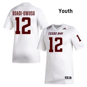 Texas A&M White #12 Nana Boadi-Owusu Youth Authentic SEC NCAA Pro-Stitched Football Jersey 42654265