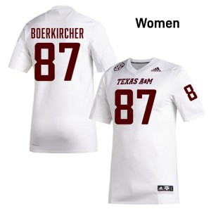 Women Nate Boerkircher TAMU Pride #87 White SEC Sewn Player Football Jersey 80230735