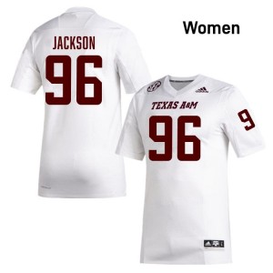 #96 Nathan Jackson Texas A&M Aggies SEC Football Player Embroidered Numbers Jersey (Women, White) 29877379