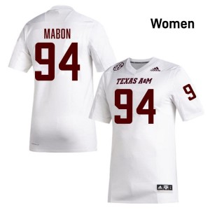 Women Nathan Mabon TAMU Pride #94 White SEC Sewn High School Football Jersey 95249334