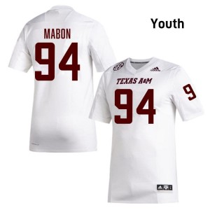 #94 Nathan Mabon Aggies SEC Football University Embroidered Numbers Jersey (Youth, White) 71572222
