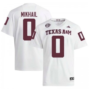 Noah Mikhail Men Licensed #0 Texas A&M SEC White Football College High-Quality Jersey 27565290