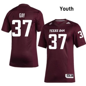 Youth Peyton Gay Texas A&M Aggies Pride #37 Maroon SEC Sewn Player Football Jersey 24740735