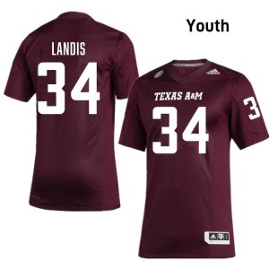 Youth Preston Landis Texas A&M Aggies Pride #34 Maroon SEC Sewn Player Football Jersey 90522957