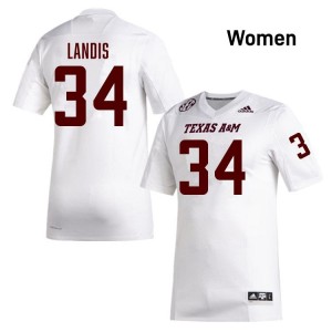 TAMU SEC #34 Preston Landis Women University Football White Game Day Sewn Jersey 99551773