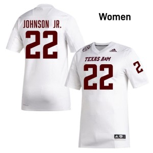 Women Rashad Johnson Jr. TAMU Pride #22 White SEC Sewn University Football Jersey 89672800