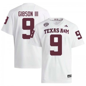 Rickey Gibson III Men Licensed #9 Texas A&M SEC White Football High School High-Quality Jersey 75481827