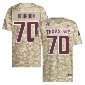 #70 Robert Bourdon Texas A&M SEC Football NCAA Embroidered Numbers Jersey (Men, Beige) 57670530