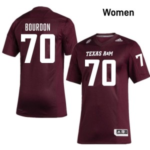 Genuine Robert Bourdon Texas A&M #70 Maroon Women University SEC High-Performance Football Jersey 83464158