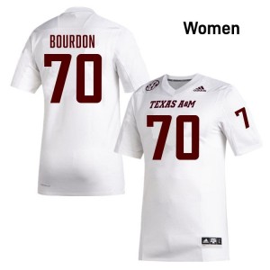 Women Robert Bourdon Texas A&M Aggies Pride #70 White SEC Sewn Player Football Jersey 54304111
