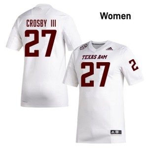 Ronnie Crosby III Women Licensed #27 Texas A&M Aggies SEC White Football College High-Quality Jersey 20371755