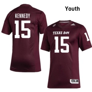 TAMU Maroon #15 Rylan Kennedy Youth Authentic SEC College Pro-Stitched Football Jersey 26875063