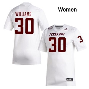 Texas A&M Aggies White #30 Solomon Williams Women Authentic SEC NCAA Pro-Stitched Football Jersey 17935450