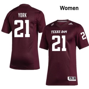 Maroon Taurean York #21 Aggies Legacy Edition Football Women Player Durable-Stitched SEC Jersey 56750351