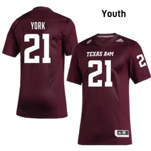 Youth Taurean York Texas A&M Aggies Pride #21 Maroon SEC Sewn High School Football Jersey 24056110