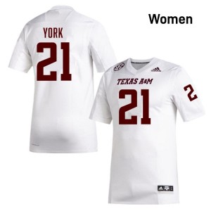 TAMU SEC #21 Taurean York Women NCAA Football White Game Day Sewn Jersey 91713971