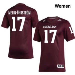 #17 Theo Melin Ohrstrom Texas A&M SEC Football NCAA Embroidered Numbers Jersey (Women, Maroon) 84614250
