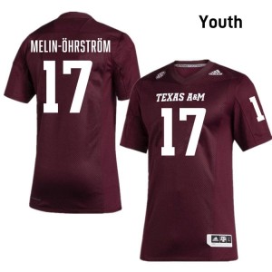 TAMU SEC #17 Theo Melin Ohrstrom Youth College Football Maroon Game Day Sewn Jersey 11953761