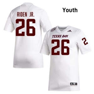 Youth Tiger Riden Jr. Texas A&M Pride #26 White SEC Sewn NCAA Football Jersey 86892693