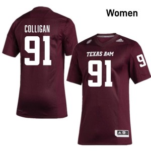 Women Tommy Colligan Aggies Pride #91 Maroon SEC Sewn University Football Jersey 25265169